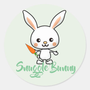 Adesivo Redondo Personalizado do Snuggle Bunny Kawaii