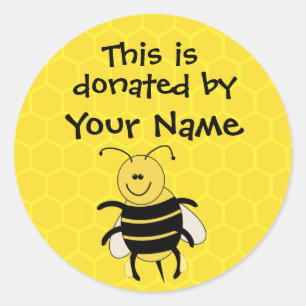 Adesivo Redondo Personalizado do Sticker Honeybee de Donação de 