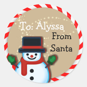 Adesivo Redondo Personalizado dos Papais noeis Snowman Matte