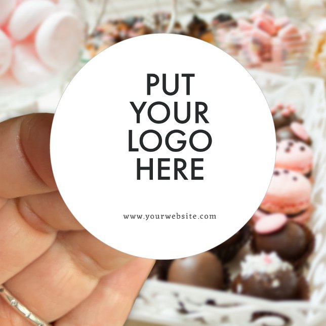 Adesivo Redondo Personalizado, editável, marca (Criador carregado)