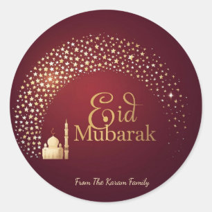 Adesivo Redondo Personalizado Eid Mubarak Muçulmano