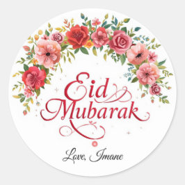 Adesivo Redondo Personalizado Eid Mubarak Muçulmano Clássico Redon