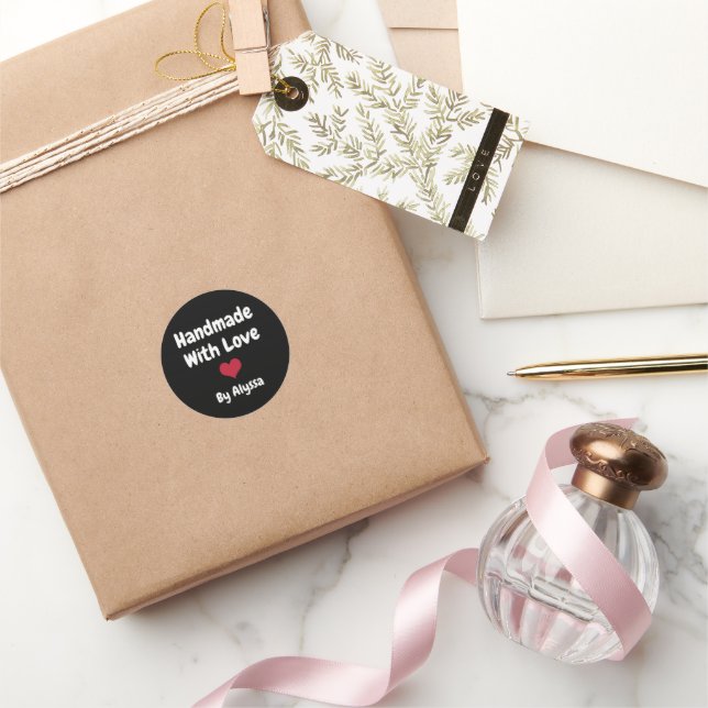 Adesivo Redondo Personalizado Fabricado À Mão Com Amor (Presentear)