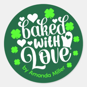 Adesivo Redondo Personalizado Feito Com Amor Baking Irlandês