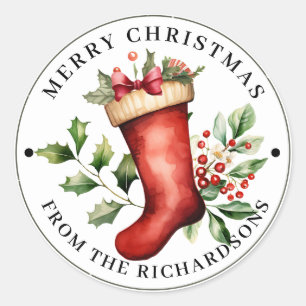 Adesivo Redondo Personalizado, Feliz Natal Festivo Stocks