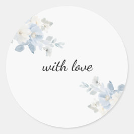 Adesivo Redondo Personalizado Floral Azul Elegante