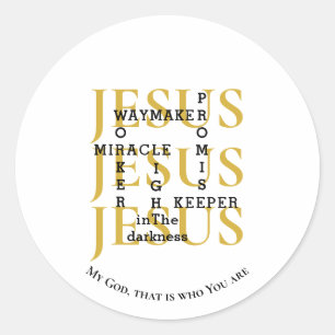 Adesivo Redondo Personalizado JESUS Waymaker Christian