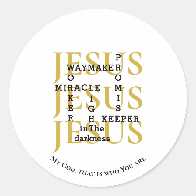 Adesivo Redondo Personalizado JESUS Waymaker Christian (Frente)