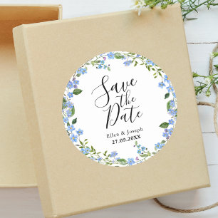 Adesivo Redondo Personalizado Minimalista Floral Casamento Salve A