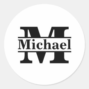 Adesivo Redondo Personalizado Nome do Monograma Personalizado