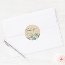 Adesivo Redondo Personalizado Obrigado Casamento Floral