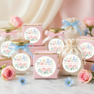 Adesivo Redondo Personalizado Obrigado com Rosas R