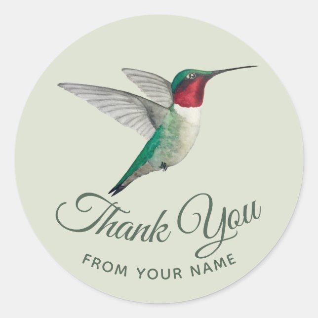 Adesivo Redondo Personalizado Obrigado Hummingbird Sticker (Frente)