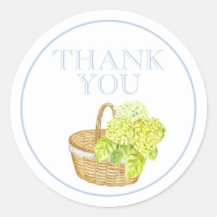 Adesivo Redondo Personalizado Obrigado Hydrangea Basket Sticker