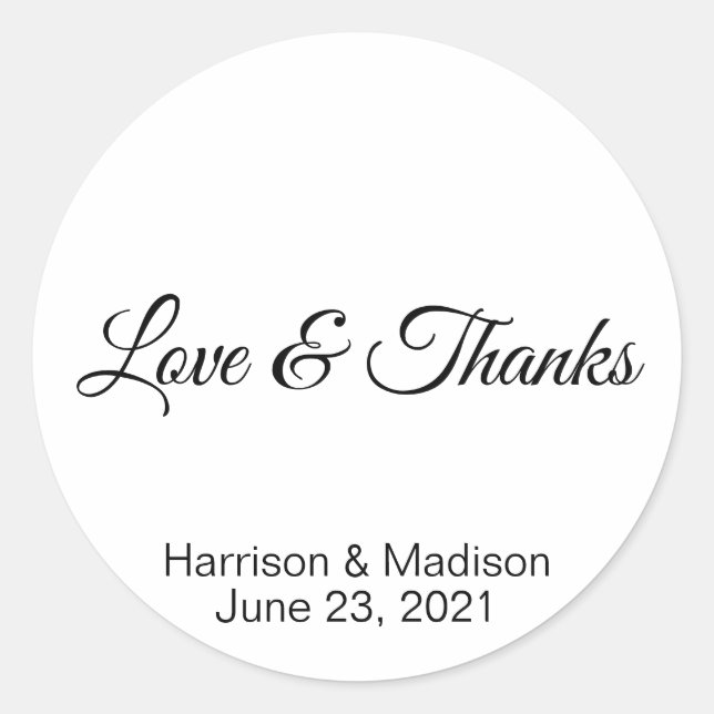 Adesivo Redondo Personalizado Obrigado pelo presente de casamento  (Frente)
