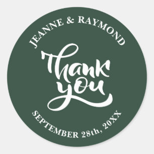 Adesivo Redondo Personalizado Obrigado Sage Green Wedding Favor