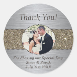 Adesivo Redondo Personalizado Obrigado Vinhetas De Casamento