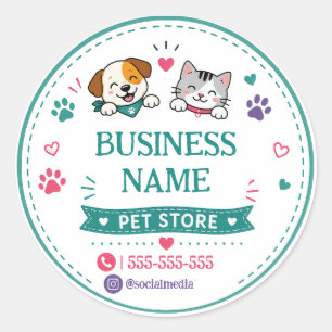 Adesivo Redondo Personalizado para Loja de Animais