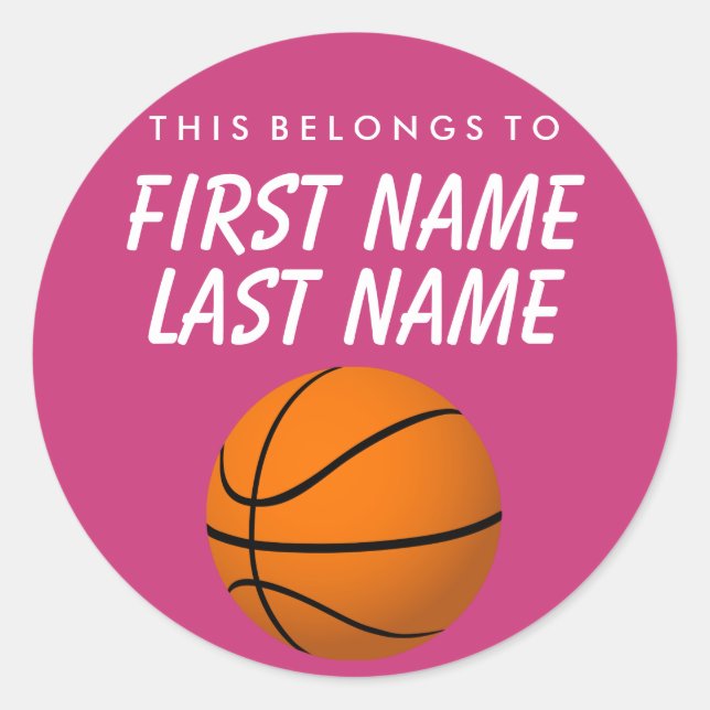 Adesivo Redondo Personalizado Pertence A Sticker - Basquete (Frente)