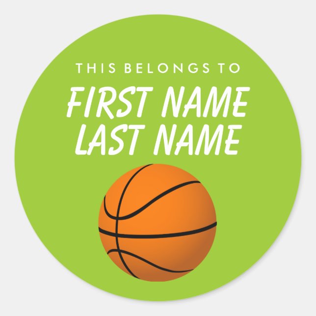 Adesivo Redondo Personalizado Pertence A Sticker - Basquete (Frente)