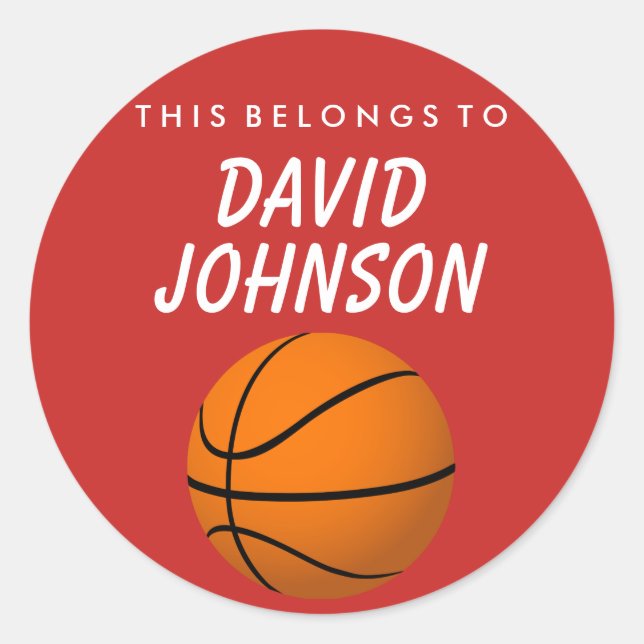 Adesivo Redondo Personalizado Pertence A Sticker - Basquete (Frente)