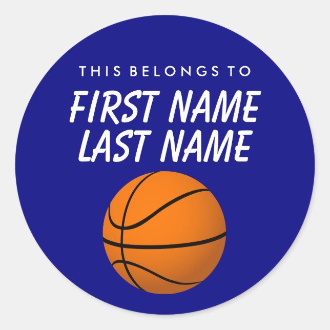 Adesivo Redondo Personalizado Pertence A Sticker - Basquete (Frente)