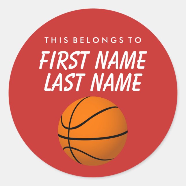 Adesivo Redondo Personalizado Pertence A Sticker - Basquete (Frente)