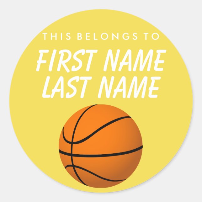 Adesivo Redondo Personalizado Pertence A Sticker - Basquete (Frente)