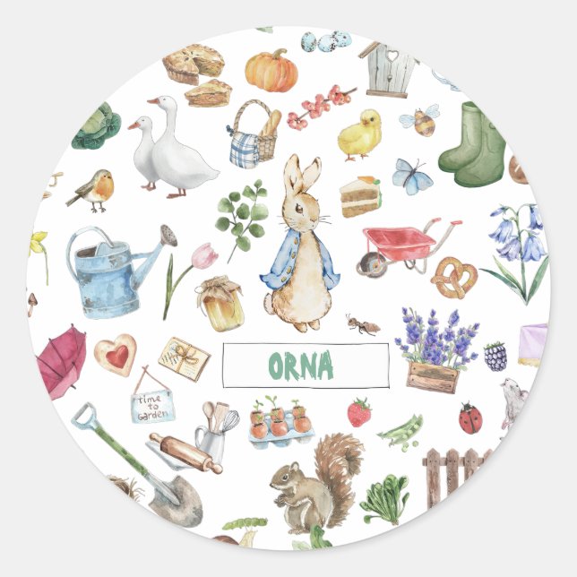 Adesivo Redondo personalizado peter o coelho (Frente)