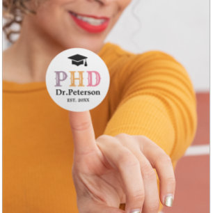 Adesivo Redondo Personalizado PHD ou Doutorado