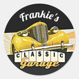 Adesivo Redondo   personalizado sua garagem   clássica conhecida
