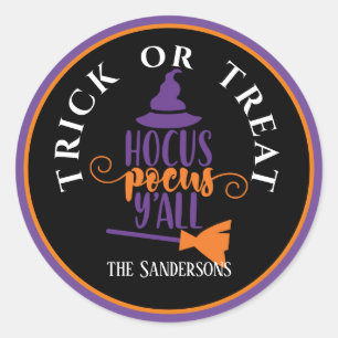 Adesivo Redondo Personalizado, Trick do Halloween ou Trate o Poco