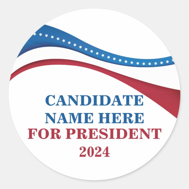 Adesivo Redondo Personalizar adicione seu próprio candidato ao pre (Frente)