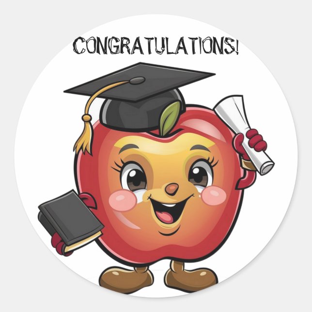 Adesivo Redondo Personalizar alteração de texto para formatura de  (Frente)