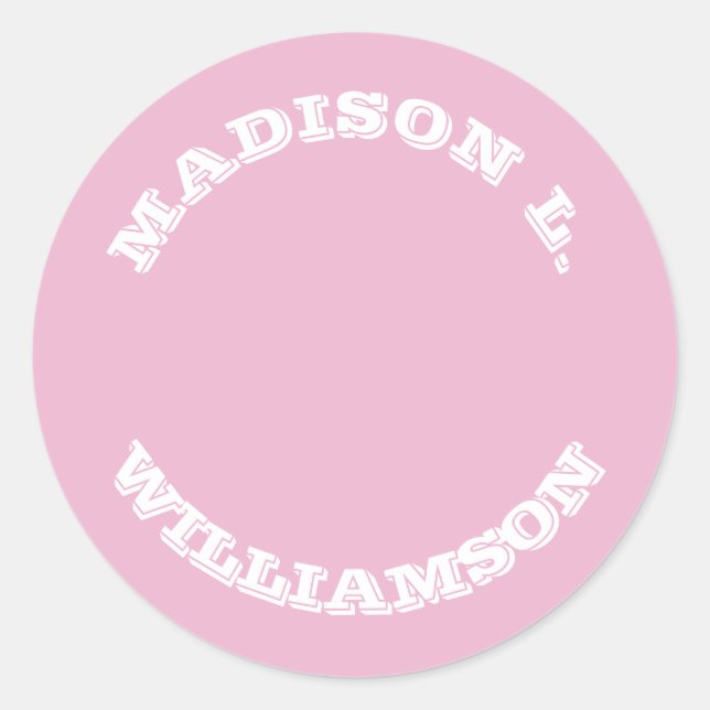 Adesivo Redondo Personalizar as letras curvas do sobrenome de Nome (Frente)