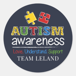 Adesivo Redondo Personalizar Autismo Sensibilização Amor Compree