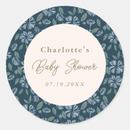 Adesivo Redondo Personalizar Chá de fraldas Floral de Bloom de Fro