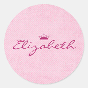 Adesivo Redondo Personalizar com Tiara Roxa em Bolinhas Rosa
