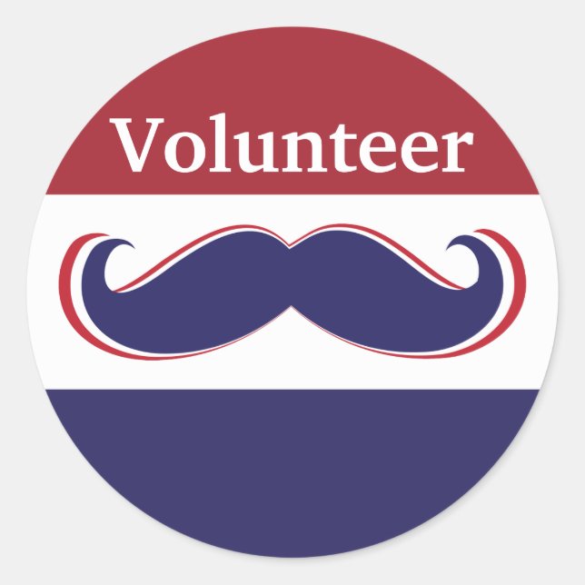 Adesivo Redondo personalizar design de bigode vermelho, branco e a (Frente)