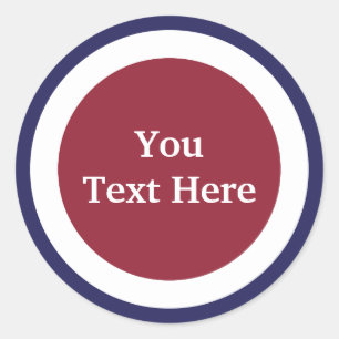Adesivo Redondo personalizar design vermelho, branco e azul