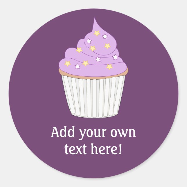 Adesivo Redondo Personalizar este gráfico de Cupcake Lilac (Frente)
