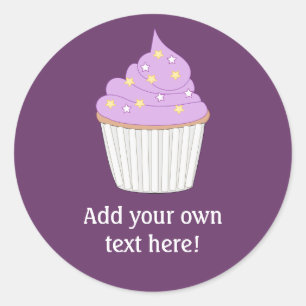 Adesivo Redondo Personalizar este gráfico de Cupcake Lilac