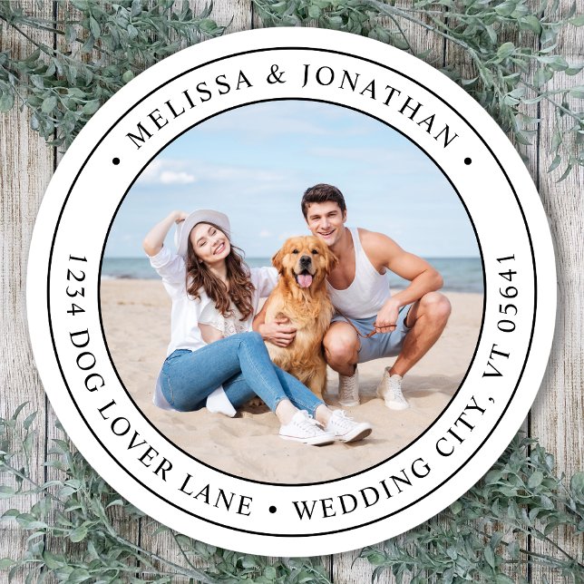 Adesivo Redondo Personalizar Foto Moderno Endereço de Retorno Simp (Criador carregado)