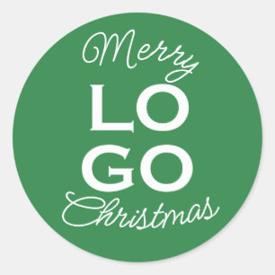 Adesivo Redondo Personalizar logotipo verde Feliz Natal