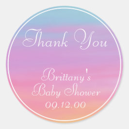 Adesivo Redondo Personalizar Nome, Data, Evento Arco-Íris Obrigado