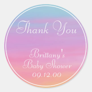 Adesivo Redondo Personalizar Nome, Data, Evento Arco-Íris Obrigado