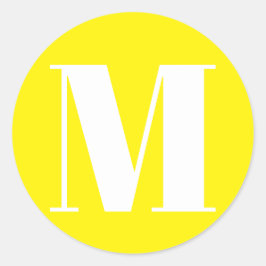 Adesivo Redondo Personalizar o monograma número inicial branco ama