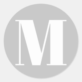 Adesivo Redondo Personalizar o monograma número inicial de cinza b