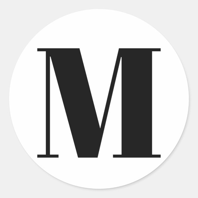 Adesivo Redondo Personalizar o número inicial do monograma branco  (Frente)