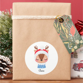Adesivo Redondo Personalizar o rosto da Reinadora de Sono de Natal